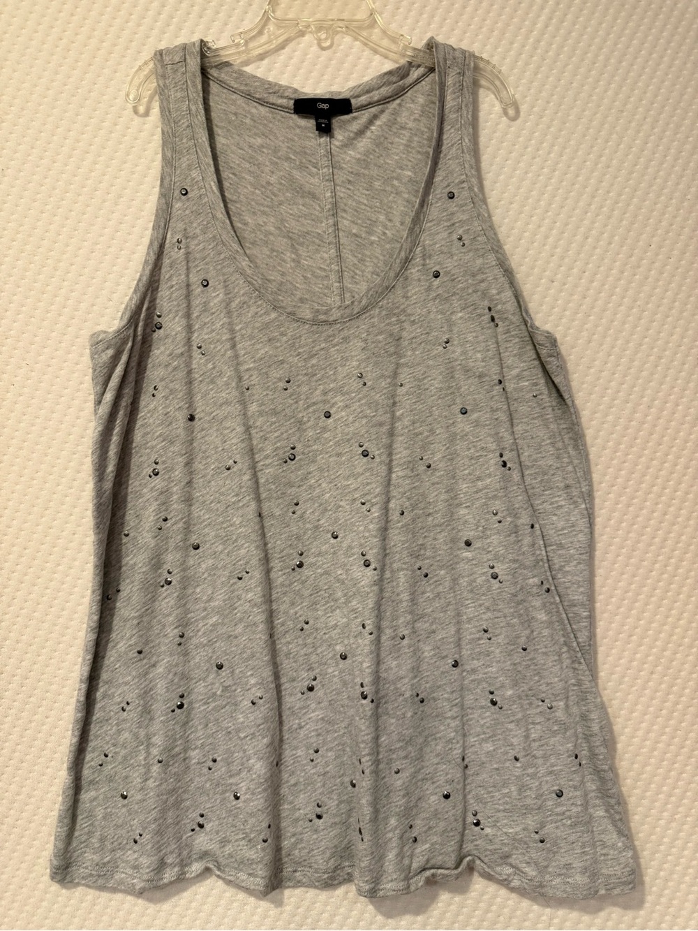 GAP Women's Light Gray studded cotton Tank Top, M